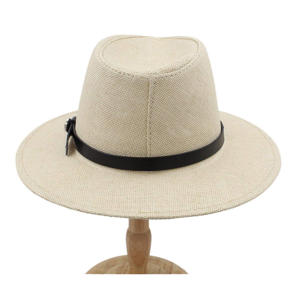 100 & % Stro Vrouwen Mannen Brede Rand Panama Hoed Voor BeachSun Hoed Met Strik Schipper Cap Size 56- 58 cm
