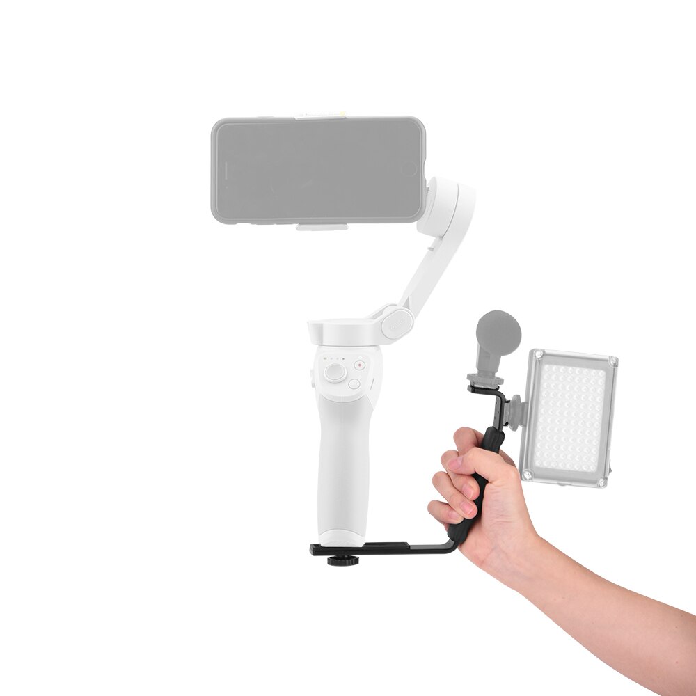 L Vormige Handvat Houder Voor Dji Om 5/4/Osmo Mobiele 3/2 Stabilisator Statief Verlengstuk Led Video licht Mount Microfoon Beugel