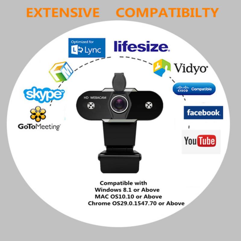 1080P/2K Hd Webcam Met Privacy Cover Webcam Met Ruisonderdrukking Microfoon Draaibare Webcam Ondersteuning Live Video call Meeting