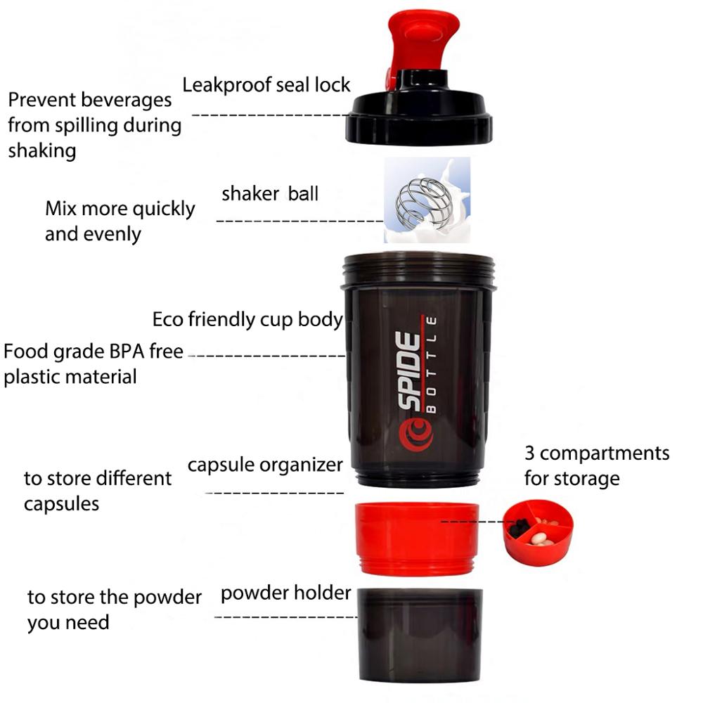 19oz bpa gratis bærbar proteinpulver fitness sports shaker flaske med twist lock protein box opbevaring og blandingsbold