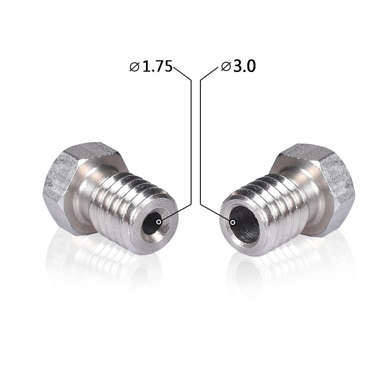 3D Printer Parts V6 V5 Nozzle Stainless Steel Nozzle M6 Screw Thearded 0.25mm/0.4mm/0.8mm for 1.75/3.0 J-head hotend Extruder