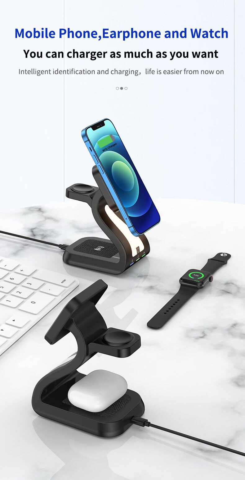 New 3 in mag safe wireless charger for iphone 13,12,11,, apple watch 6,5,4,3,2,, 1 2 pro, magnetic charging dock station