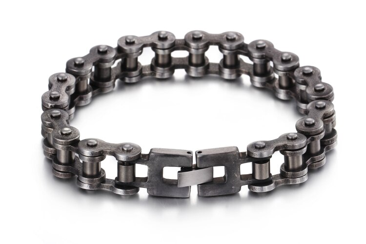 Kalen Punk Brushed Bike Chain Bracelet Oxidized Dark Bicycle Chain Men Bracelet Male 316L Stainless Steel Hand Chain: width 13mm / 23cm 9 inches