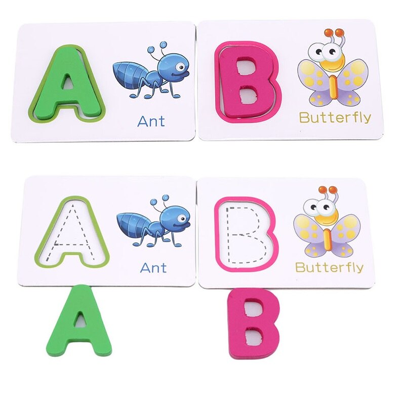 Children Alphabet Letters Figure Spelling Games Cards English Words Puzzle Matching Educational Literacy Fun Early Learning Toys