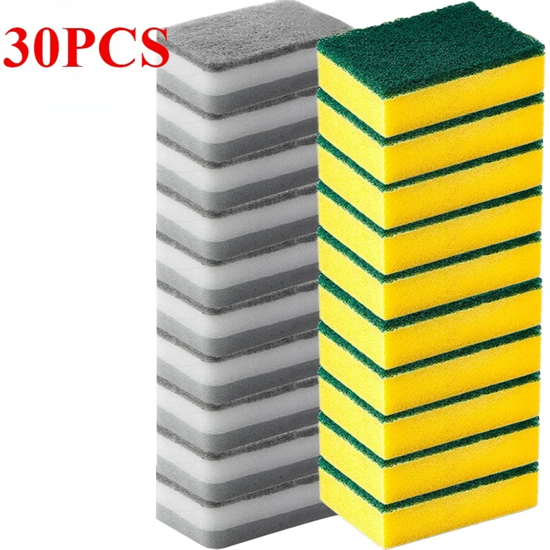 30/5 stücke Magie Reinigung Schwämme doppelseitige Wiederverwendbare Küche Schwamm Tücher Pfanne Topf Geschirr Scheuer Pads Pinsel Sauber Werkzeuge: Grün