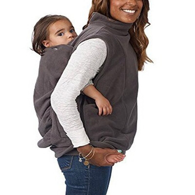 Gravid amning hoodie dam känguru hoodie ärmlös väst ytterkläder kappa jacka för bärselar