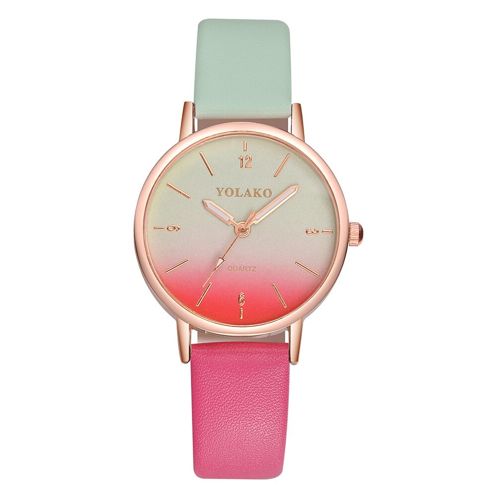 YOLAKO Women Watches Casual Leather Quartz Wristwatch Strap Dress Watch Analog Female Clock Relogio Feminino: D