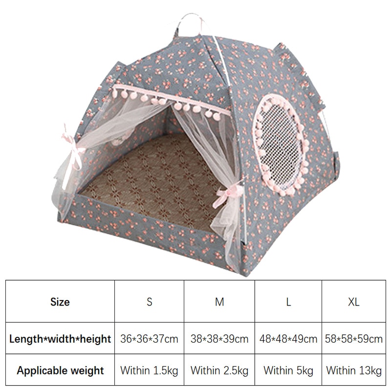 Foldable Pet Dog Tent House Portable Cute Pattern Soft Mat Sturdy Cat Cage Pet Cat Small Dog Puppy Kennel Tents Pet Supplies