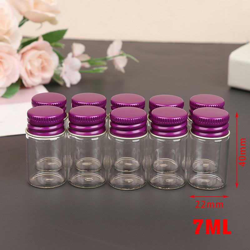 10 stuks/lot 5/7/10/14ml kleine glazen potjes/flesjes met schroefdop, opbergpotjes, mini-containers, transparante glazen flesjes: Bruin