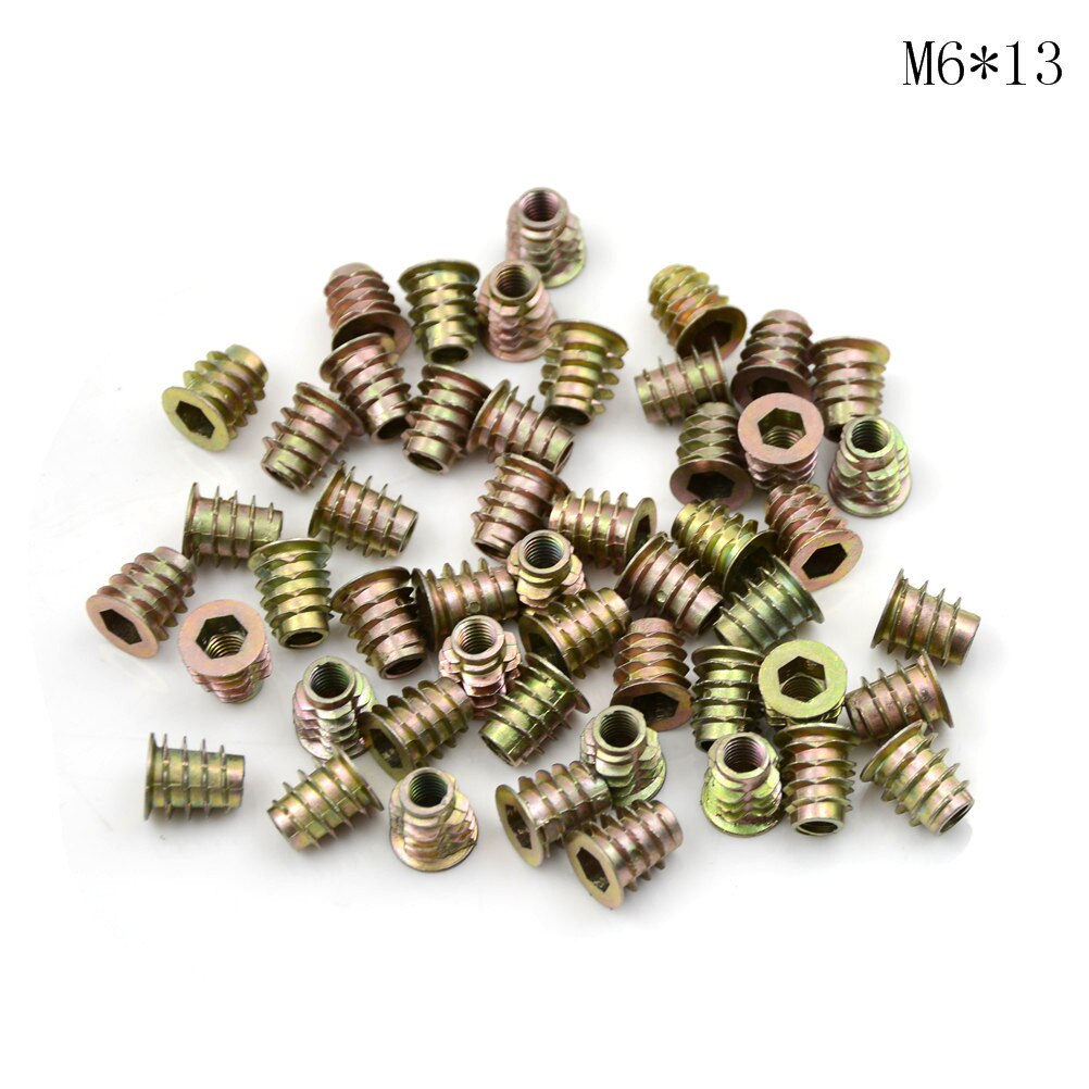 50Pcs M4 * 8/10/M5*10/8/13/M6*10/13 Zink legering Meubels Hex Socket Drive Hoofd Moer Schroefdraad Voor Hout Insert Noten: A7