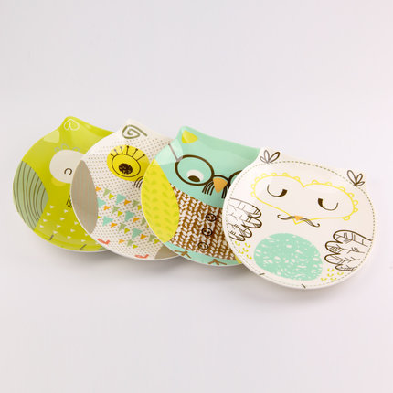 Talerz taca śniadaniowa ciemny suma płyta i kreatywne kreskówki sowa przekąnarty talerz talerz na owoce ozdobny talerz załadowany cztery darmowa wysyłka