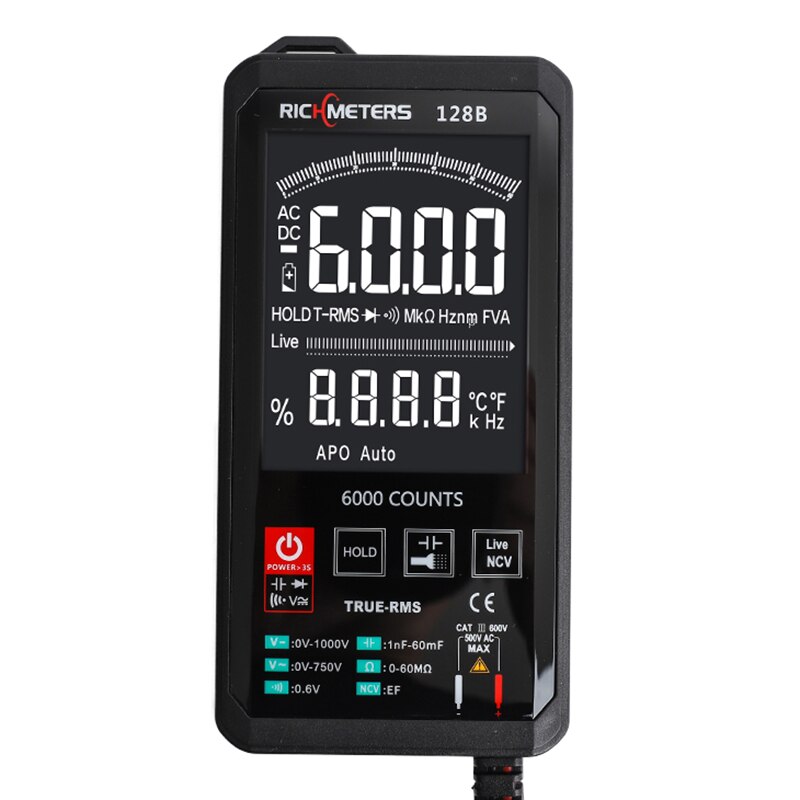 Digital Multimeter Touch Sensitive Resistance NCV Capacitance Pocket Type Intelligent Scanning Tools 618c: RM128B