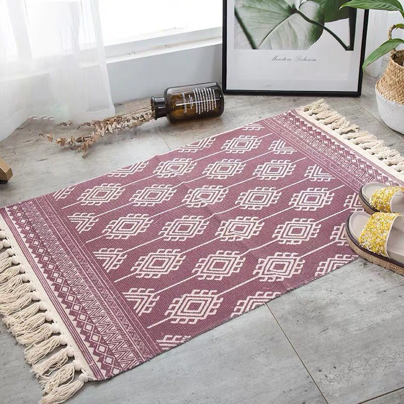 60*90cm retro boheme håndvævet bomuld linned tæpper kvast sengekant tæppe geometriske gulve måtter soveværelser boligindretning: 12