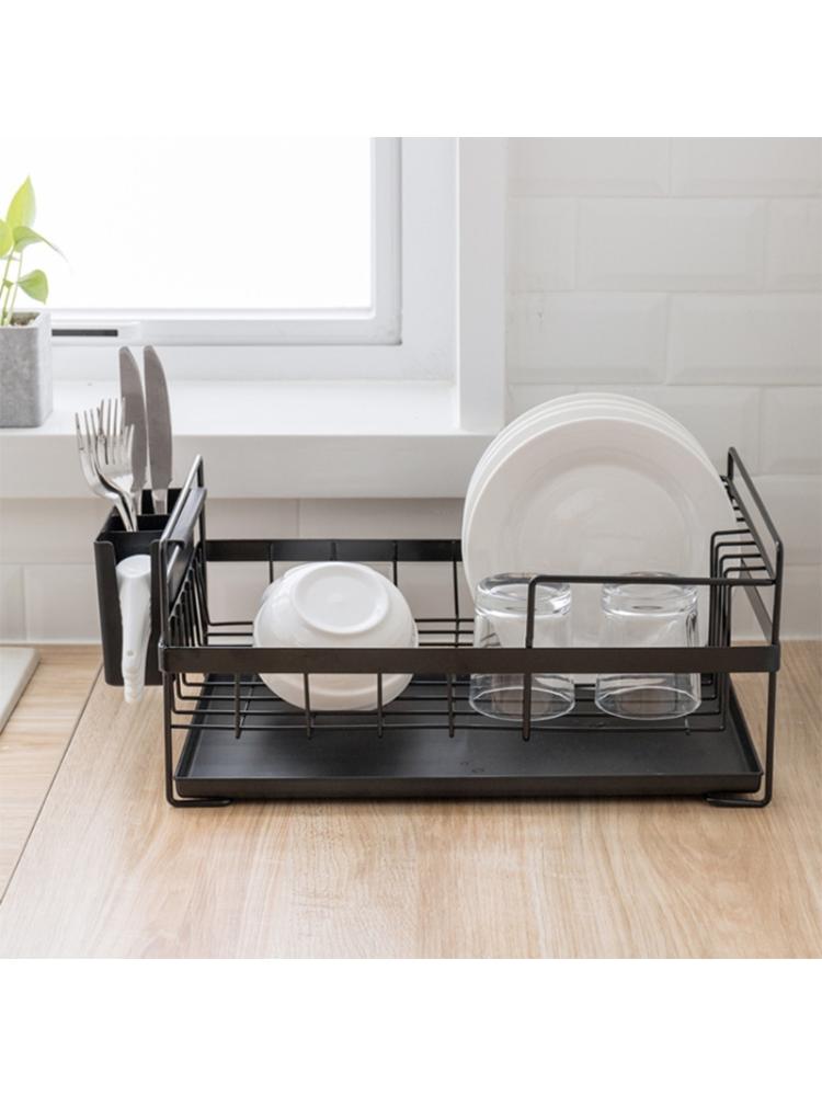 2-Tier Dish Drying Rack Stainless Steel Dish Rack with Drainboard Swivel Spout 72XF