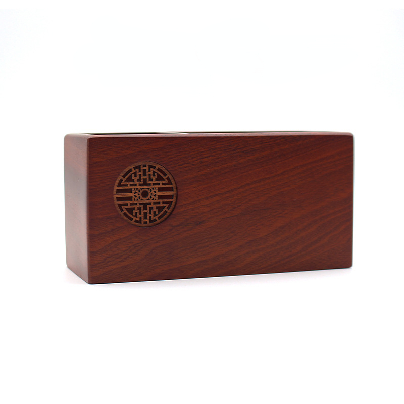 Porte-stylo en bois massif sculpté en creux, accessoires de bureau, organisateur de crayons en noyer pour bureau