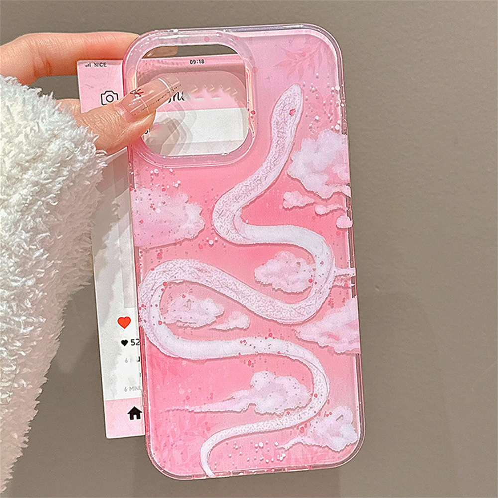 Funda de teléfono de serpiente blanca Xiangyun bonita de lujo para iPhone 16 15 14 13 Pro Max carcasa trasera a prueba de golpes para novia y amiga