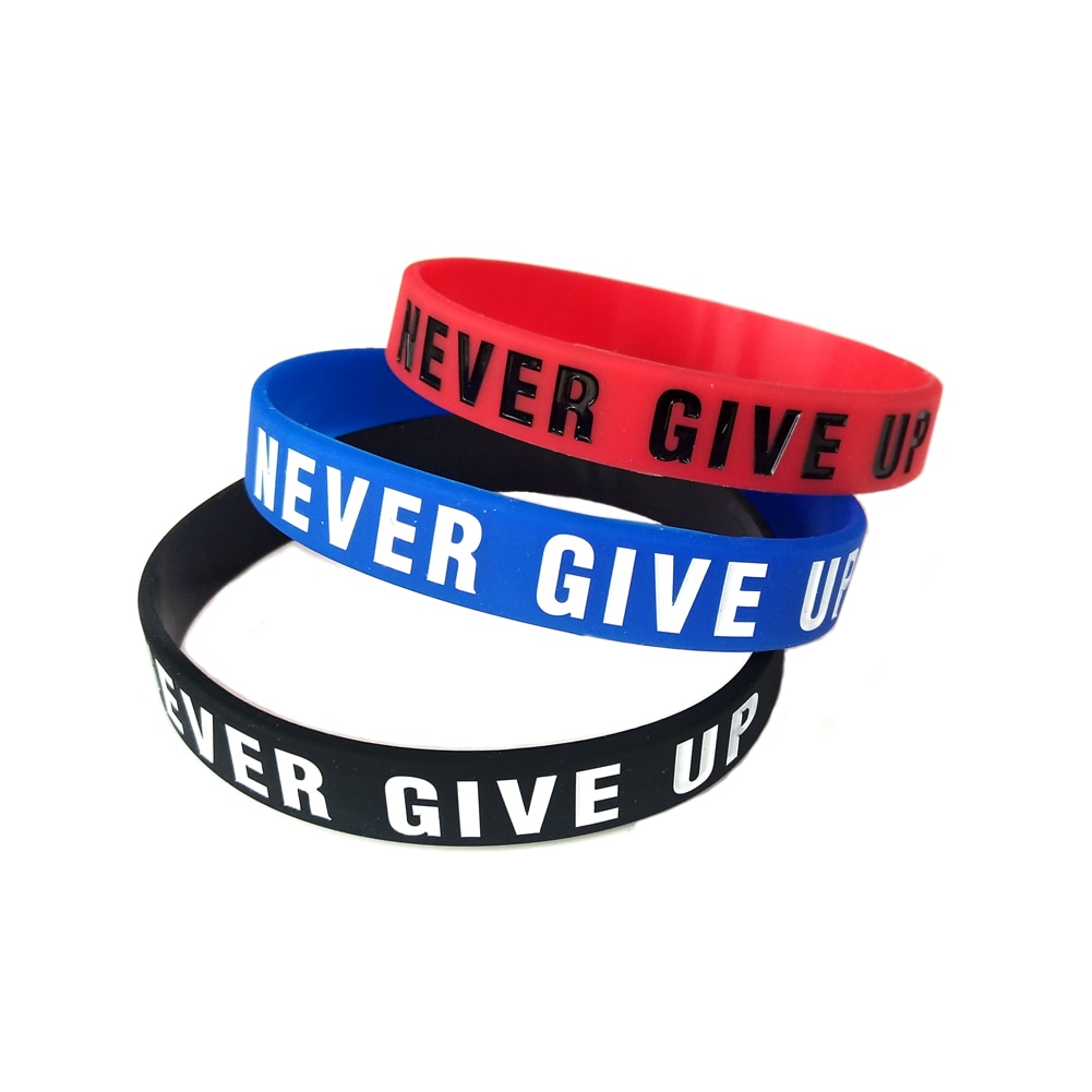 "Never give up" en "Geen Pijn Geen Gian" Motivatie Armbanden Voor Mannen Vrouwen Siliconen rubber Band Polsbandjes Sieraden