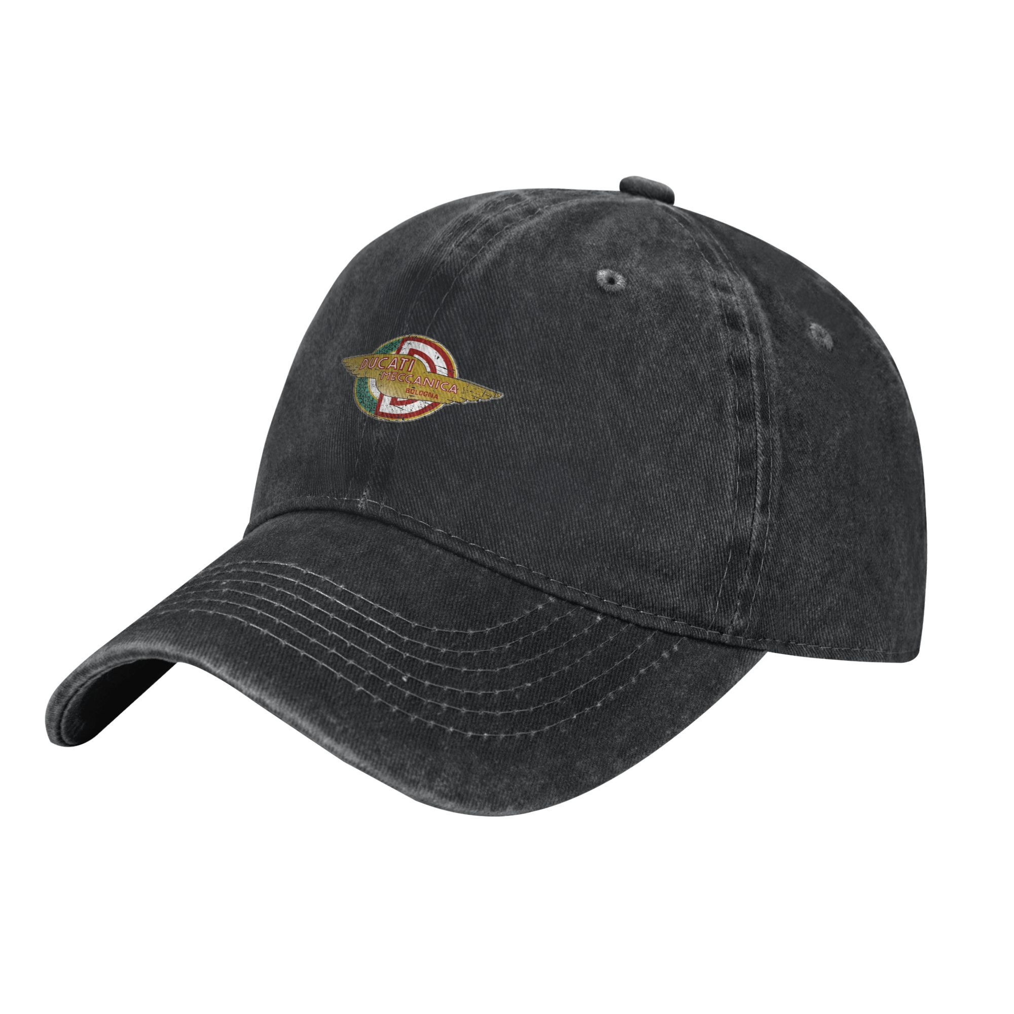 Ducatiing meccanica type 2 baseballcaps sol kpop stein pustende vasket truckerhatt menn kvinner voksen årgang snapback-capser: Svart