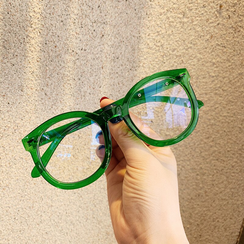 Glasses Frame Round Computer Eyeglasses Candy Color Optical Glasses Frame Arrow Rivet Eye Glasses Frames for Men Women: green