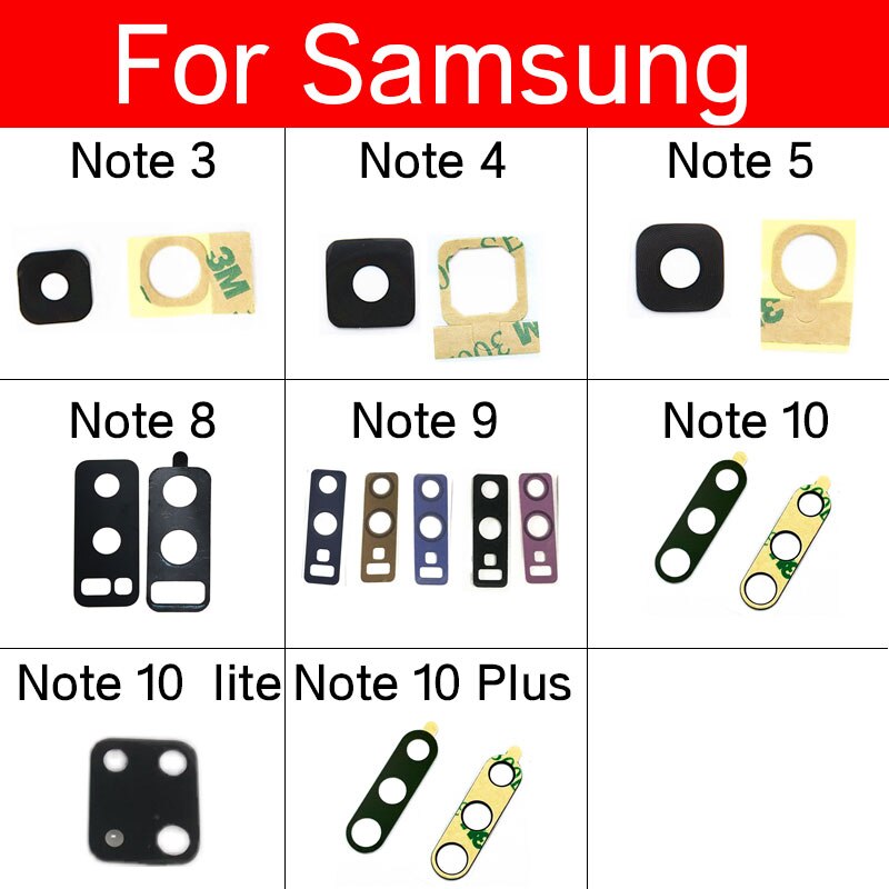 Zurück Kamera Glas Objektiv Für Samsung Galaxis Hinweis 3 4 5 8 9 10 Plus Lite Hinten Kamera Glas Objektiv mit Klebstoff Kleber Ersatz Teil