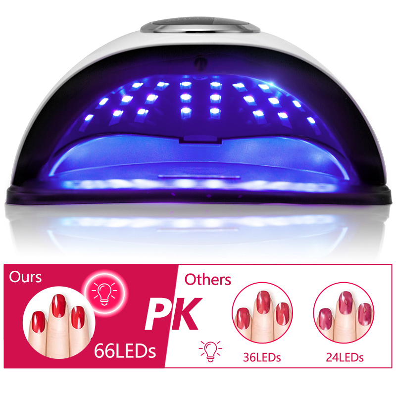 Lámpara LED UV para secado de uñas en Gel acrílico, con modo de bajo calor, Sensor inteligente, máquina de manicura para salón de manicura, 66LED, novedad