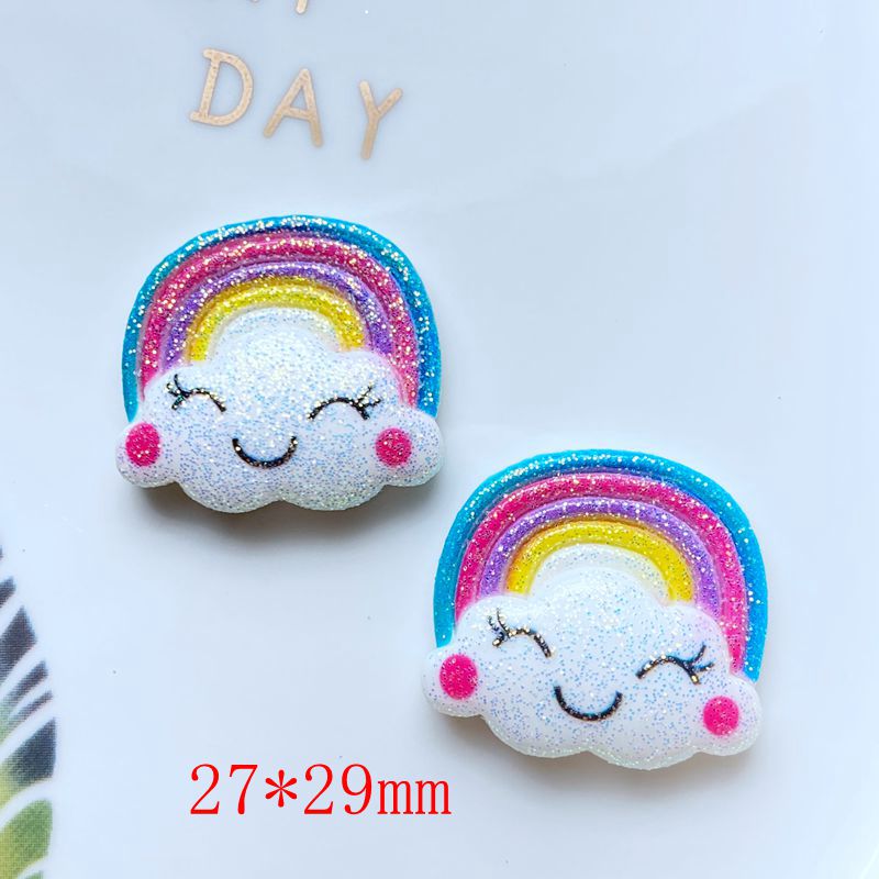 10Pcs Hars Leuke Gemengde Heldere Regenboog Serie Platte Achterkant Cabochon Plakboek Kawaii Diy Embellishments Accessoires