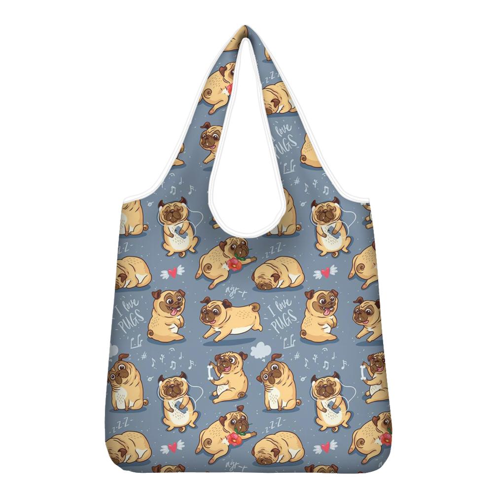 Sac de Shopping unisexe pliable, capacité réutilisable, fourre-tout imprimé bouledogue, sac de rangement recyclable, sacs à main échantillon Floral, sac de voyage: Z6798KO