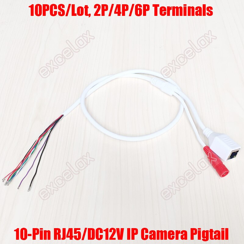 10PCS/Lot 10-Pin Network IP Camera Module RJ45 DC12V Cable Power Video Lead Pigtail 80cm Length for IPC Assembly Production