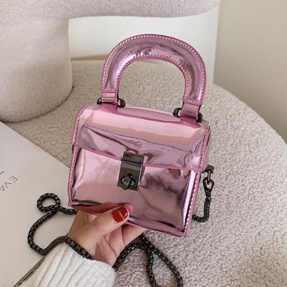 Spiegel vierkante tas hoge lakleren dames handtas slot ketting schoudertas messenger bag