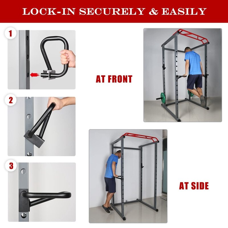 Fitness Dip Bar Attachment Heavy Duty Dip Bar Fit for 2x2inch Tube Power Rack Fitness Workout Dip Bar Station