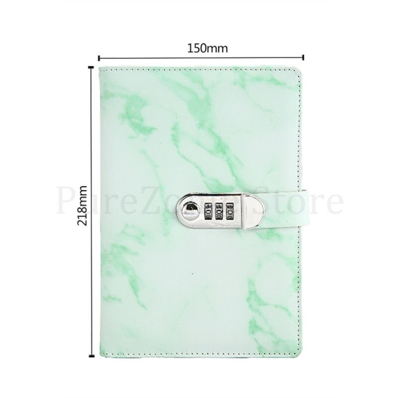 A5 Marble Texture Notebook Password Lock Notebooks Leather Notepad Agenda Weeks: C