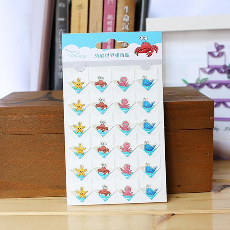 24 Pcs/Lot DIY Ocean Series Cute Paper Stickers For Photo Albums Excellent Handwork Frame Decoration Paper For Scrapbooking Set: Blue