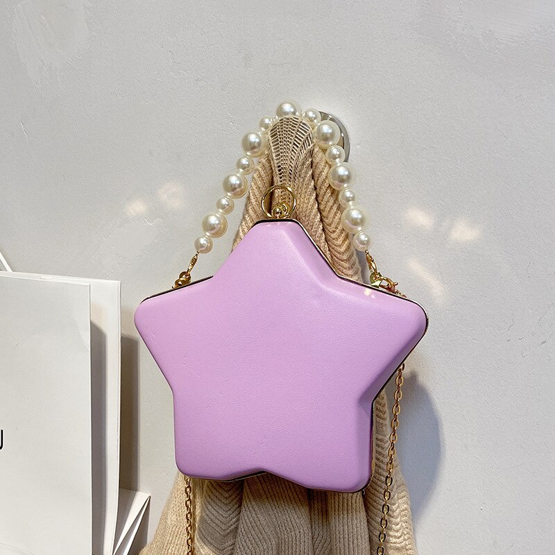 Sterne bilden Kasten Geldbörsen und Handtaschen für Frauen Luxus Party Kupplung Abend Tasche Perle Kette Schulter Tasche Umhängetasche: Lila