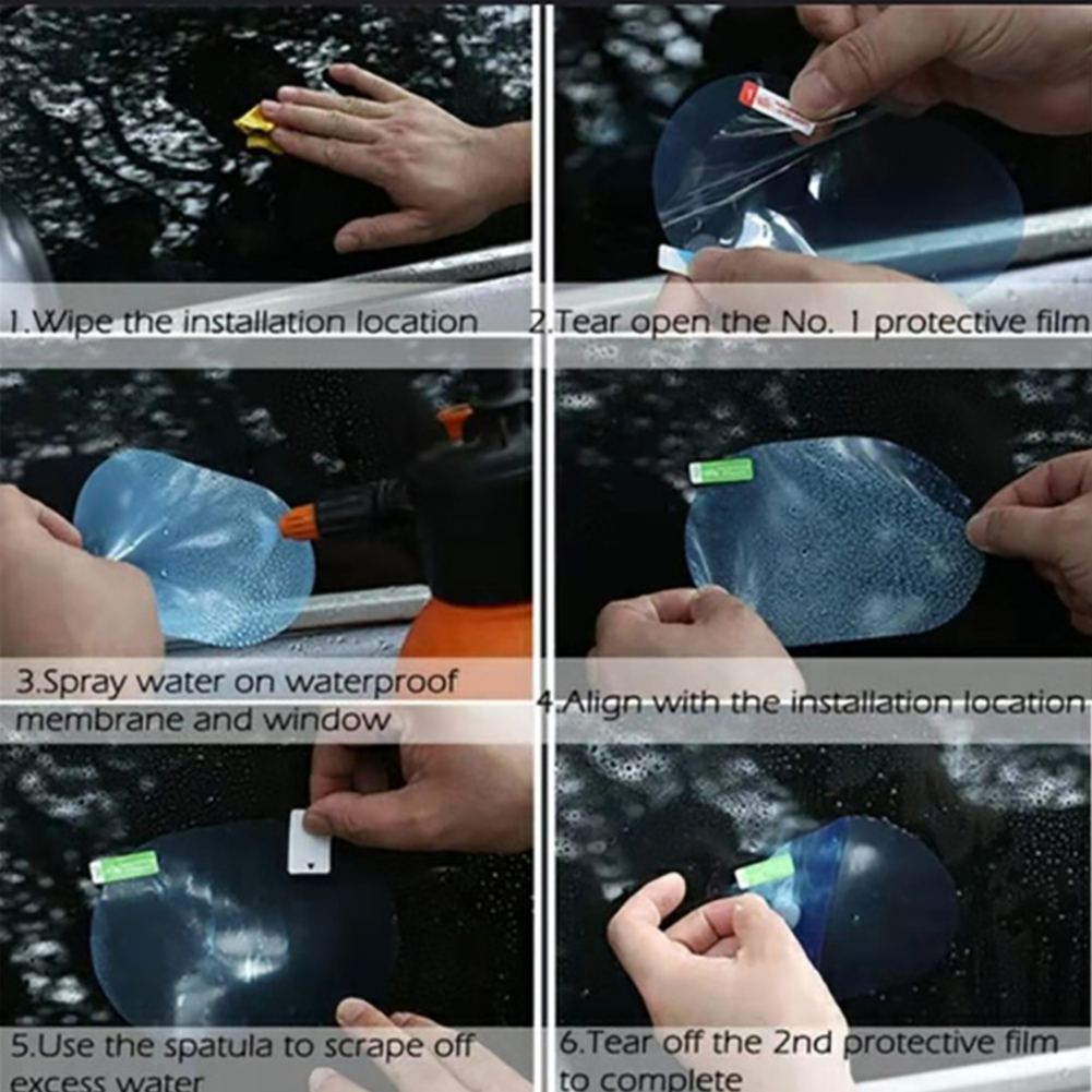 2 uds espejo retrovisor de coche película transparente impermeable a prueba de lluvia niebla película protectora para espejo pegatina de coche