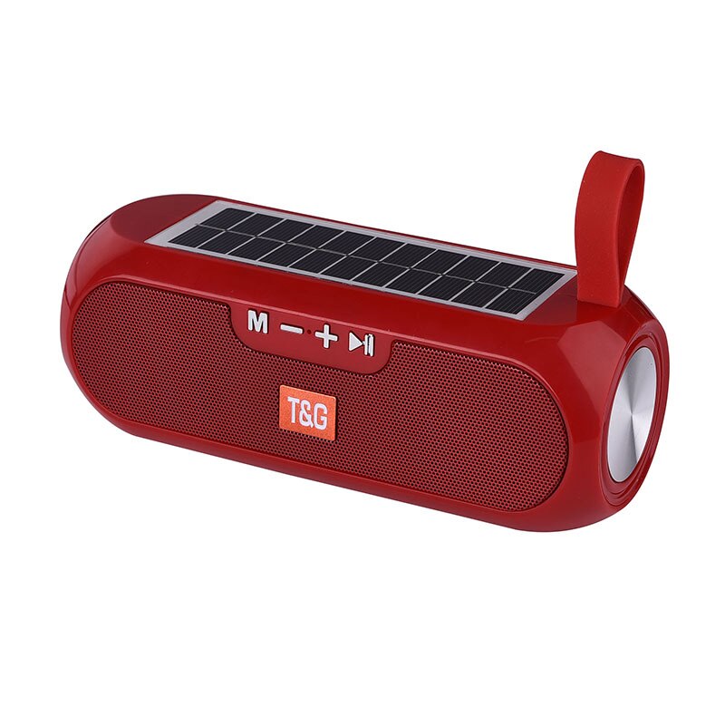 Altoparlante del Bluetooth Portatile Senza Fili Solare Accumulatori E Caricabatterie Di Riserva Boombox Colonna 3D Stereo Music Box Impermeabile USB AUX FM Radio Super Bass: Red Solar charging