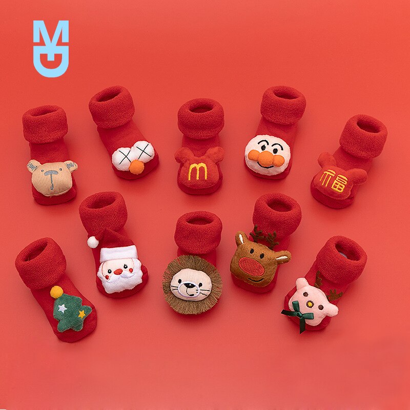 Kids Children's Socks for Girls Boys Thicken Print Cotton Toddlers Baby Christmas Socks for borns Infant Short Socks Clothin