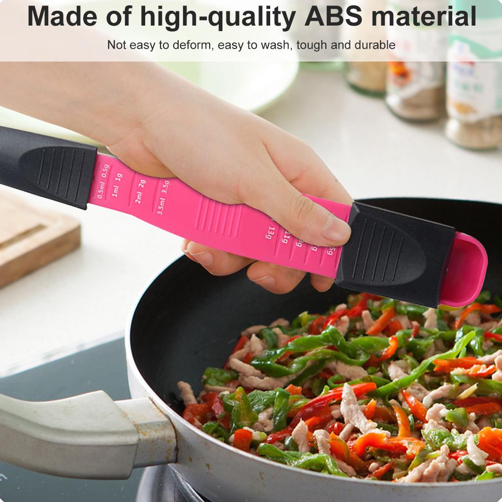 Kitchen Spoon Multi-Scale Adjustable Measuring Plastic Spoons Double-End Anti-Slip For Teaspoon Coffee Sugar Baking Cooking Tool