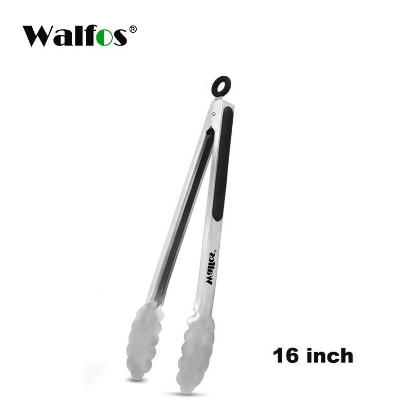 Walfos Extra Lange Rvs Bbq Grillen Tong Salade Brood Presenteren Tong Non-stick Keuken Barbecue Grillen Koken Tong: WALFOS 16 inch