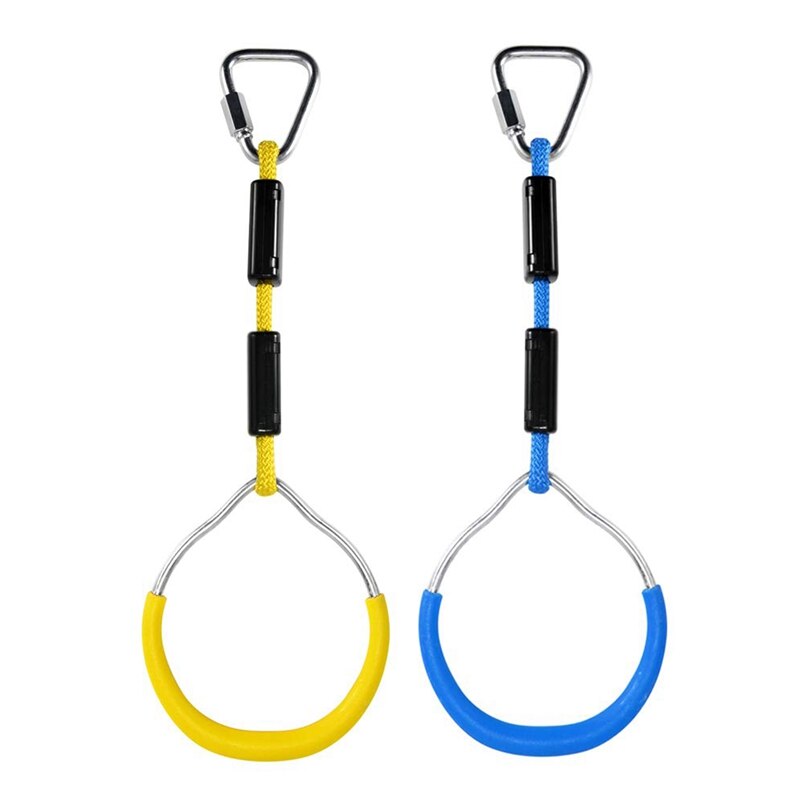 2 stk heavy duty swing gymnastik ringe børn trapez bar pull up gym ringe ring til børn drenge piger gul & blå