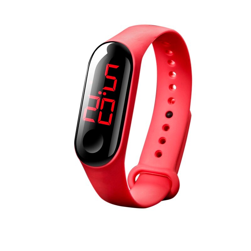 Men Women Sport Watch Digital LED Pedometer Run Step Walking Distance Calorie Counter Watch Bracelet Waterproof Watches: Red 