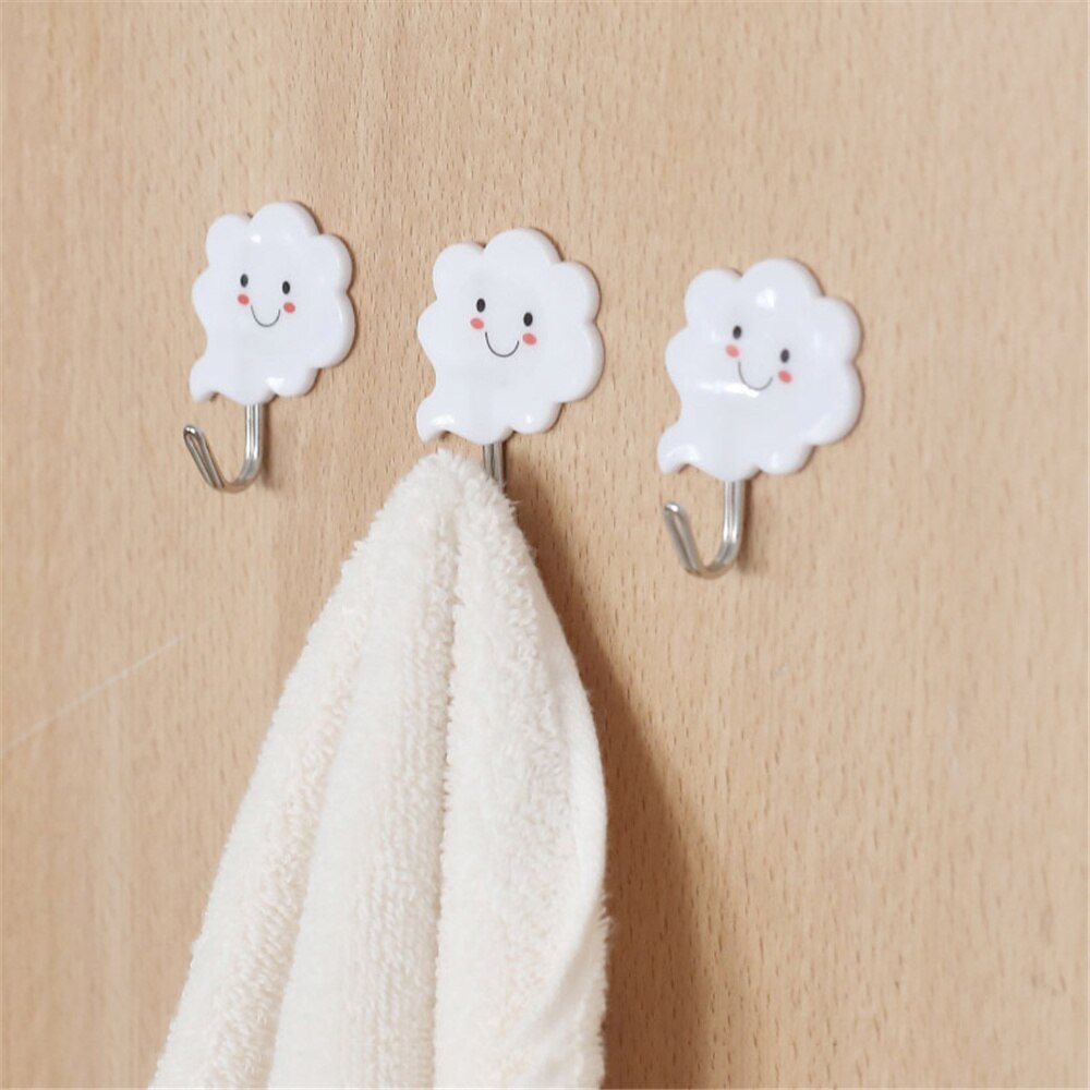 Strong Adhesive Hooks Sticky Wall Hanger Plastic For Home Clothes Bags Shaped Durable No Punching Deign Easy To Install