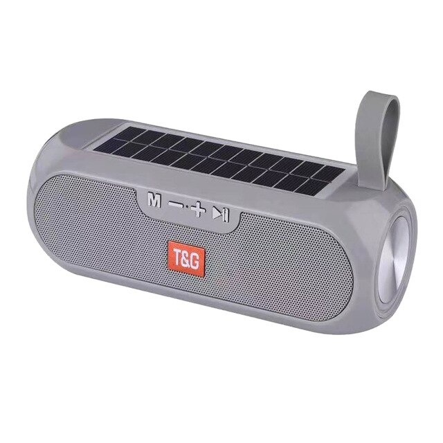 Portatile Colonna WirelessBluetooth bass Speaker Stereo Music Box Solare Accumulatori E Caricabatterie Di Riserva Boombox Impermeabile USB AUX FM radio super bass: Silver