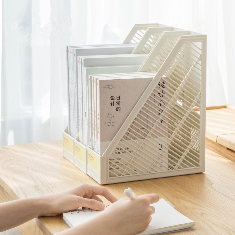 Plastic Book Holder Shelf Mesh File Holder Document Rack Letter Magazine Paper Tray Desk Organizer Stationery School Supplies