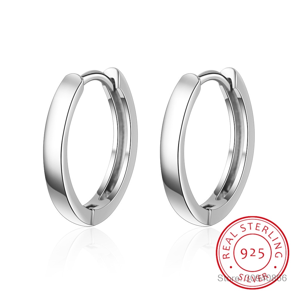 Klassieke Gladde Ronde Zilveren Hoop Earring 925 Sterling Zilveren Cirkel Oorbel voor Vrouwen Mannen Creoolse Hoepel Earing Piercings Sieraden