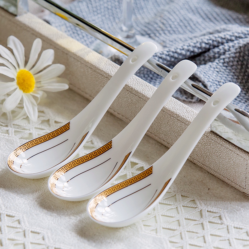 6 Stuk Set, Bone China, Creatief Chinese Rijst Lepel Set, koreaanse Ijs Pollepel, Japanse Soep Lepel, Leuke Lepels