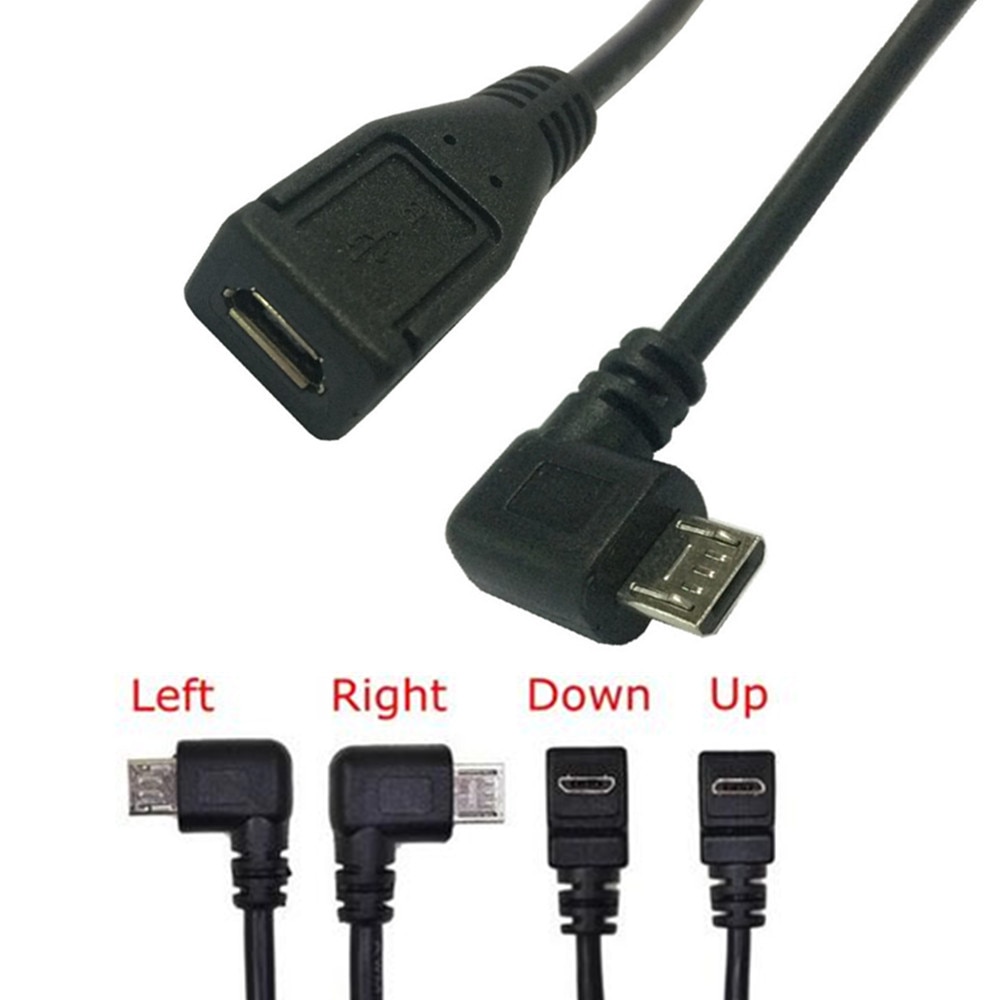 90 graden UP &amp; Down &amp; Links &amp; Haaks Micro USB 2.0 Man-vrouw Kabel opladen data kabel voor call telefoon