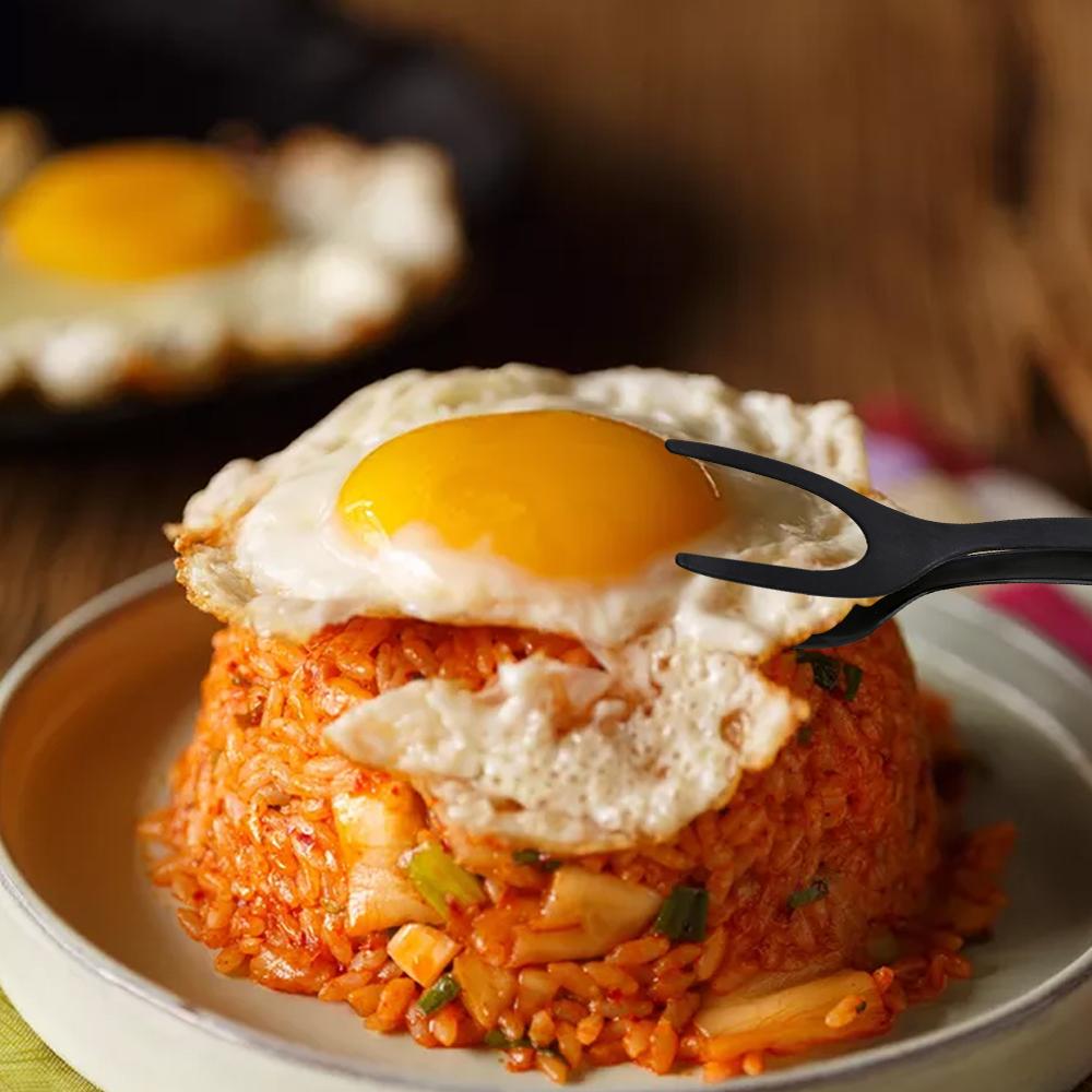 Silikon spatel stekt egg spatel 2- i -1 silikon egg turner pannekake brød grillspade tang til matte grep og snu