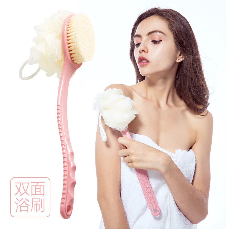 Long Handle Bath Ball Brush for Adult Soft Shower Mesh Foaming Sponge Body Skin Cleaner Exfoliating Scrubber Back Brush