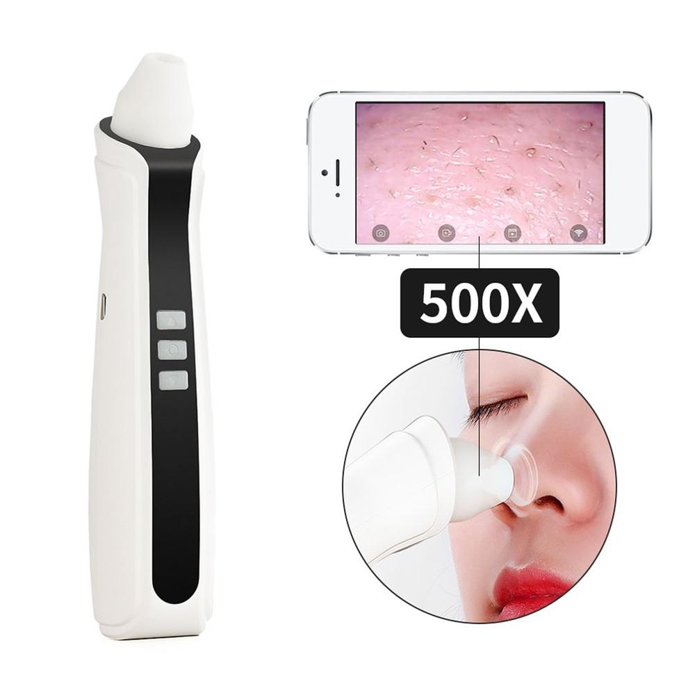 USB Rechargeable Visual Blackhead Remover Facial Pores Black Head Cleaner Vacuum 500X WIFI Microscope Camera