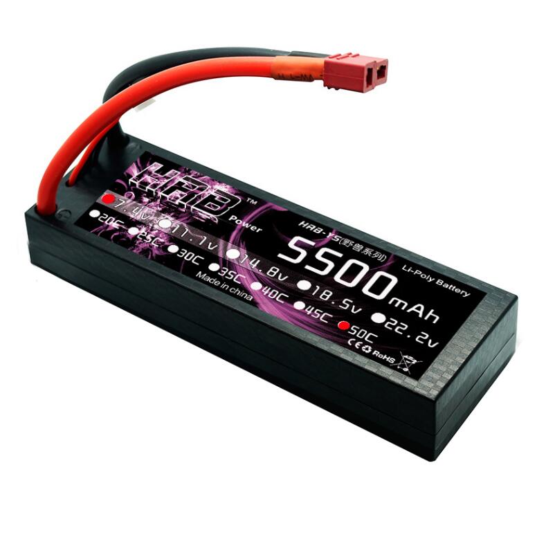 HRB 2S 7.4V RC Lipo Battery 3300mah 4200mah 6000mAh 7000mah 8000mah 100C Hard Case For Traxxas 1/10 Scx10 1/12 RC Monster Cars